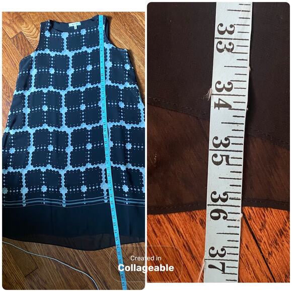 Max Studio Black & Cream Abstract Print A-Line Summer Dress Size Small Midi Glam - Picture 13 of 16